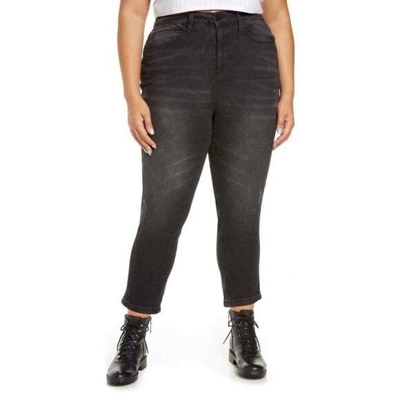 BP. Women's Plus Size High Rise Straight Leg Jeans in Black Wash Size 14 - Picture 1 of 4